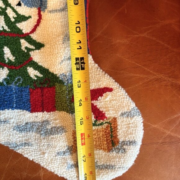 Loop Needlepoint Christmas Stocking Snowman Cardinal Soft Velvet Back Macys 18” - Picture 5 of 5